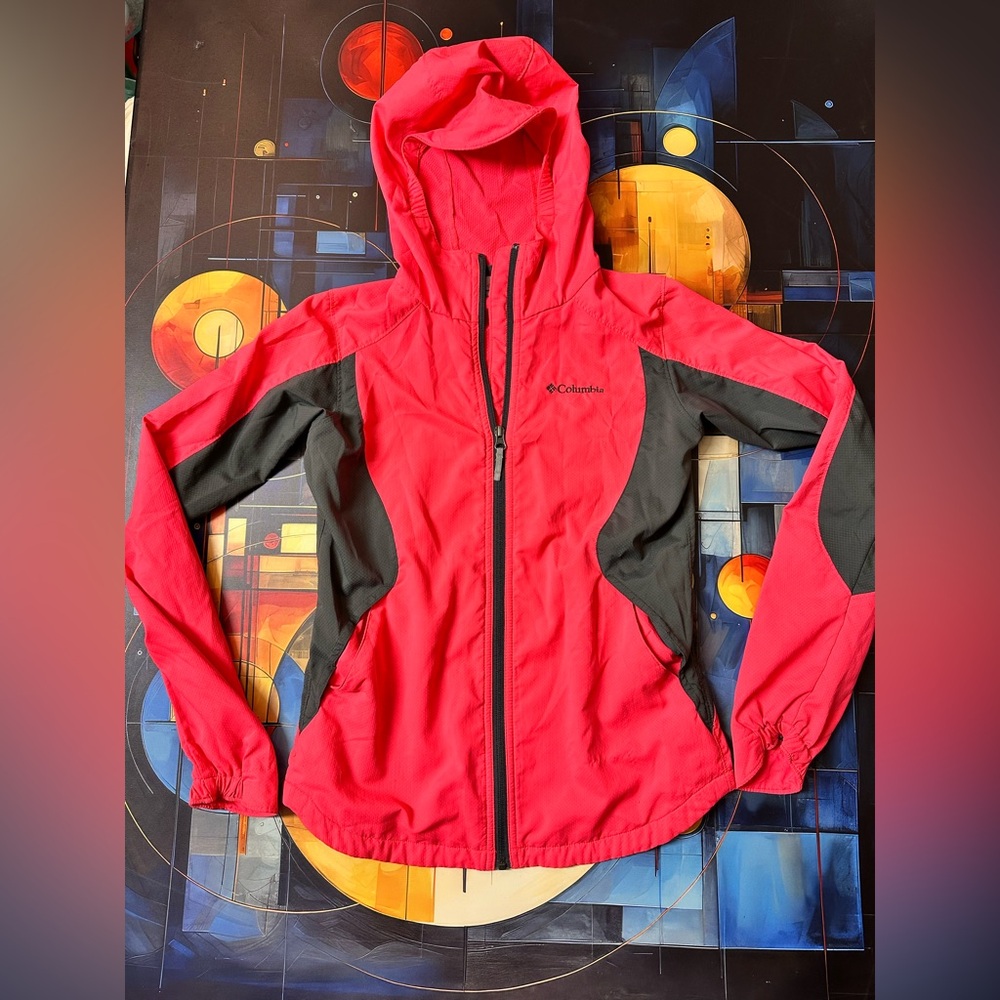 Columbia OMNI-SHIELD Women's Pink Hooded Waterproof Jacket Coat Size L -RN 69724